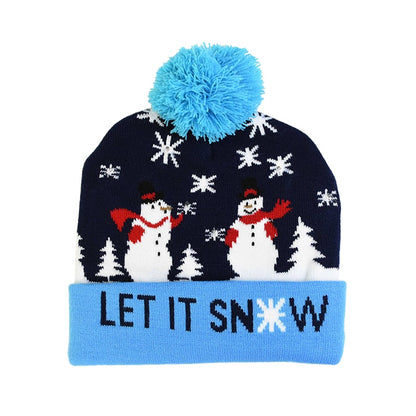LED Christmas Hat Sweater Knitted Beanie Christmas Light Up Knitted Hat Christmas for Kids Xmas 2023 New Year Decorations