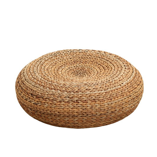 Handcrafted Eco-Friendly Breathable Padded Knitted Straw Seat Cushion Banana Bark Pouf Ottoman Floor Seating Tatami Furniture