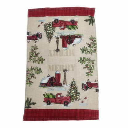 1Pc 41x65cm Christmas Snowman Santa Claus Tree Printed Cotton Kitchen Dishcloth Tea Towel Xmas Party