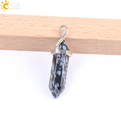 CSJA Bullet Natural Stone Pendant Real Purple Crystal Men Women Chakra Gem Stones Quartz Aventurine Pendants Jewelry  E001