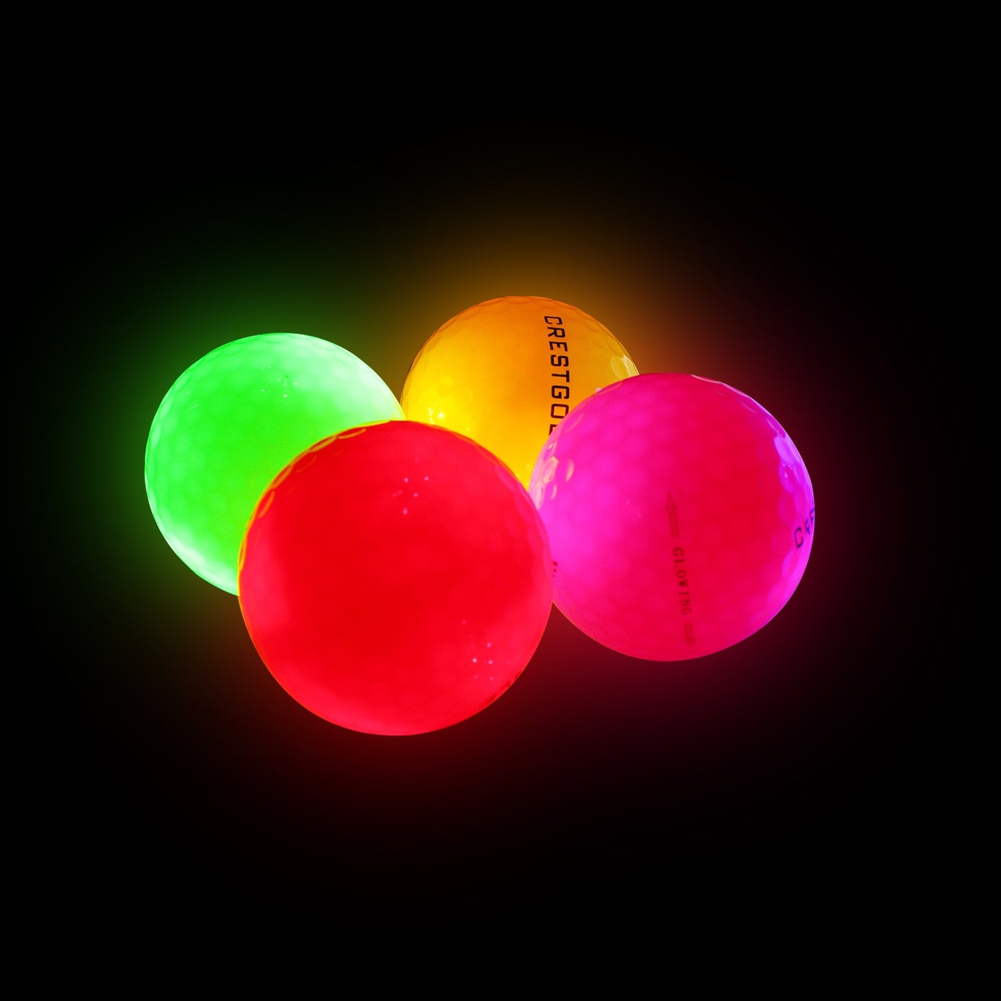 CRESTGOLF 4 Pcs/Pack Led Golf Balls With 4 Lights for Night Training High Hardness Material for Golf Practice Balls