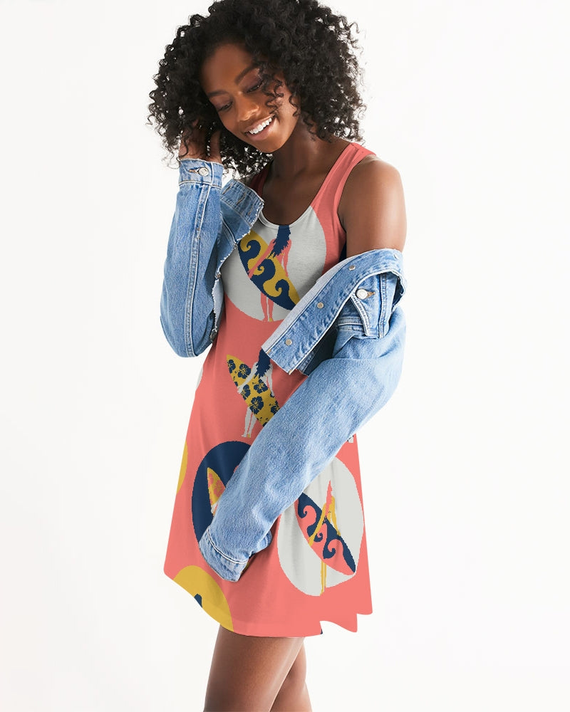 Women's Surfer Girl Casual and Fun Racerback Dress