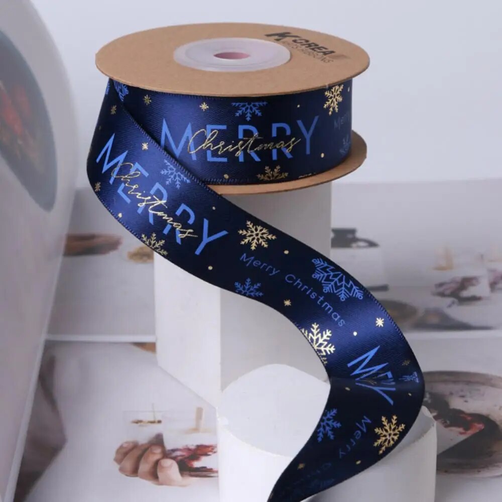 10Yards Christmas Decoration Ribbon DIY Handmade Printed  Polyester Party Christmas Wedding Party Packing Gilding Ribbon