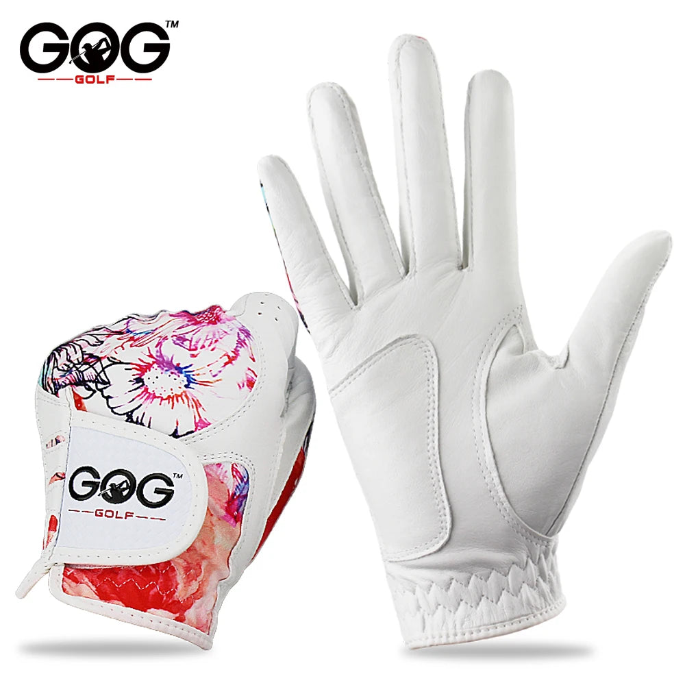 GOLF GLOVES 1 Pair GOG SHEEPSKIN Leather + Lycra Brand New Left / Right Hand for Women Lady Sports Glove