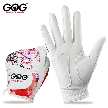 GOLF GLOVES 1 Pair GOG SHEEPSKIN Leather + Lycra Brand New Left / Right Hand for Women Lady Sports Glove