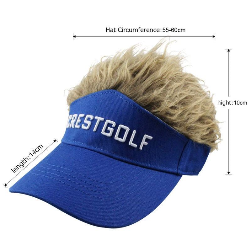 CRESTGOLF Adjustable Fake Hair Golf Cap Men Hat Wig/ Hair Golf Baseball Caps With Several Colors Available