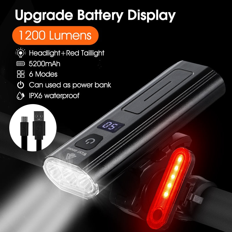WEST BIKING Bike Front Light Induction Bicycle Bright Light USB Charging Flashlight Cycling Waterproof Torch Bike Headlight