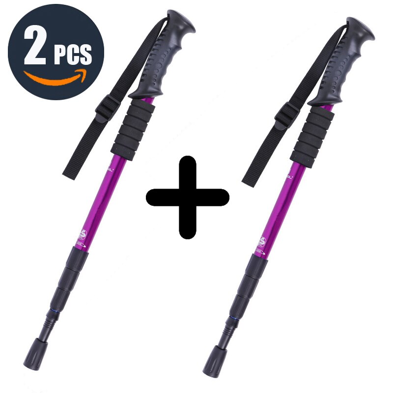 VILEAD Nordic Stick Adjustable Retractable Cane Outdoor Portable Travel Hiking Trekking Poles 2 Pcs 50-105cm