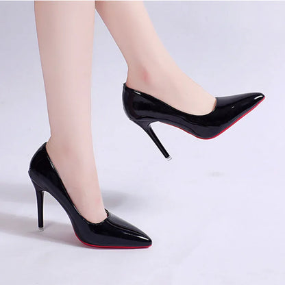 10Cm Women Pumps Elegant Thin Heel Pointed High Heels Black Work Single Shoes Dress Party Womens Shoes White Wedding Shoes