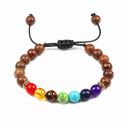 Natural Stone Tiger Eye 7 Chakra Bracelets & Bangles Yoga Balance Beads Buddha Prayer Elastic Bracelet Men Pulseira Masculina