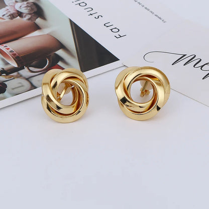 ZA Metal Maxi Statement Vintage Clip on Earrings Without Piercing  for Women Earrings Party Jewelry