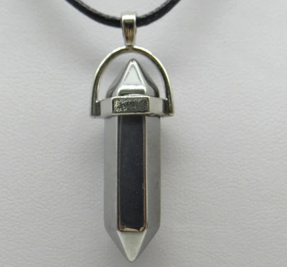 1PCS Natural Stone Quartz Crystal Opal Agates Hexagonal Column Pendulum Pendant Leather Chains Necklace Fashion Charms Pendant