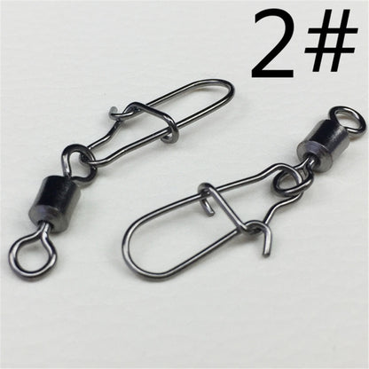 30pcs/Lot 2# -10# High Speed Spinner Fishing Rolling Swivel With Fast Lock Snap Hook Lure Connector Bait Terminal Fishing Tackle