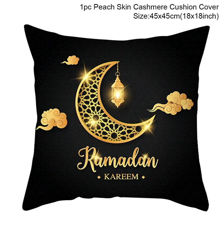 EID Mubarak Cushion Cover Ramadan Decoration for Home Ramadan Kareem Mubarak Muslim Islamic Party Supplies EID Pillowcase
