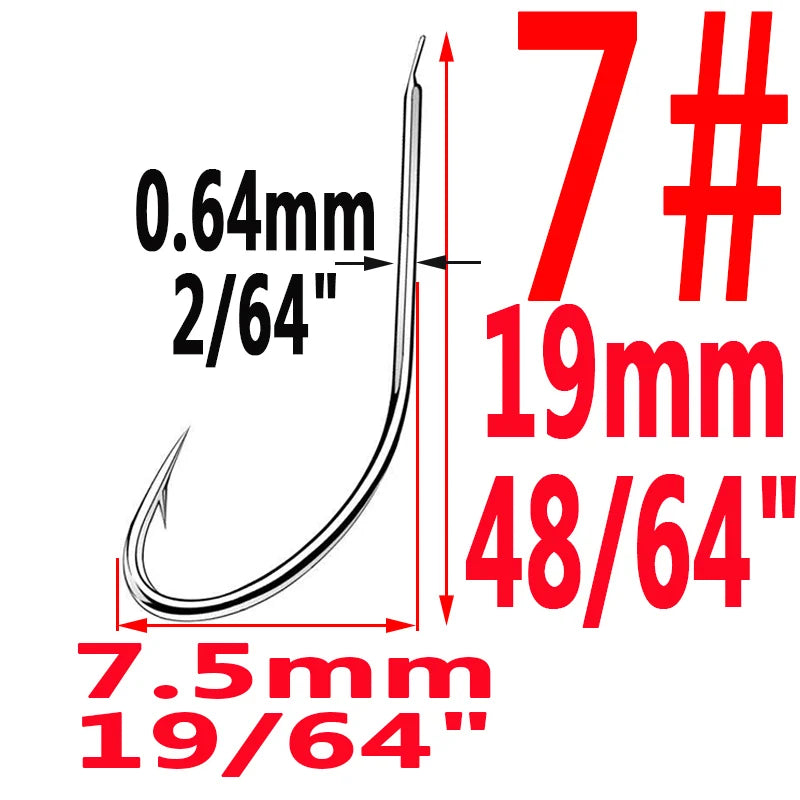 100pcs/Bag Iseama Circle Carp Eyed Fishing Hook Size 1# to 14# Ring Eye Japan High-Carbon Steel Fish Hook