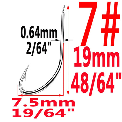 100pcs/Bag Iseama Circle Carp Eyed Fishing Hook Size 1# to 14# Ring Eye Japan High-Carbon Steel Fish Hook