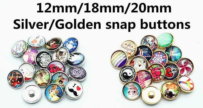 New DIY Custom Snap Buttons 12mm/18mm/20mm Silver /Golden Snap Buttons Personalized Photo for DIY Necklace Jewelry