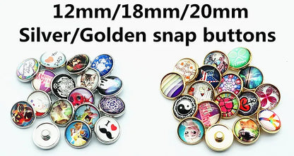 New DIY Custom Snap Buttons 12mm/18mm/20mm Silver /Golden Snap Buttons Personalized Photo for DIY Necklace Jewelry