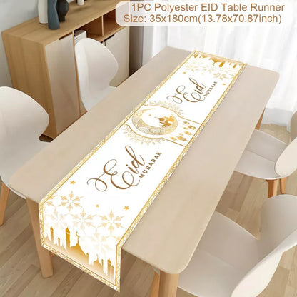 Ramadan Decoration Table Runner EID Mubarak Decor for Home Tablecloth Ramadan Kareem Islamic Muslim Party Eid Al Adha