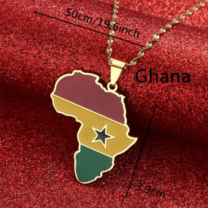 Africa Map Pendant Necklaces Heart African of Maps Jewelry Charms Gold Color Heart Map