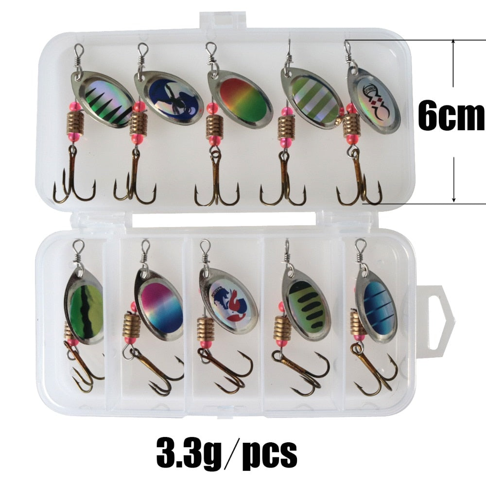 10pcs/Lot LUSHAZER Fishing Spoon Lures Spinner Bait 2.5-4g Fishing Wobbler Metal Baits Spinnerbait Isca Artificial With Box