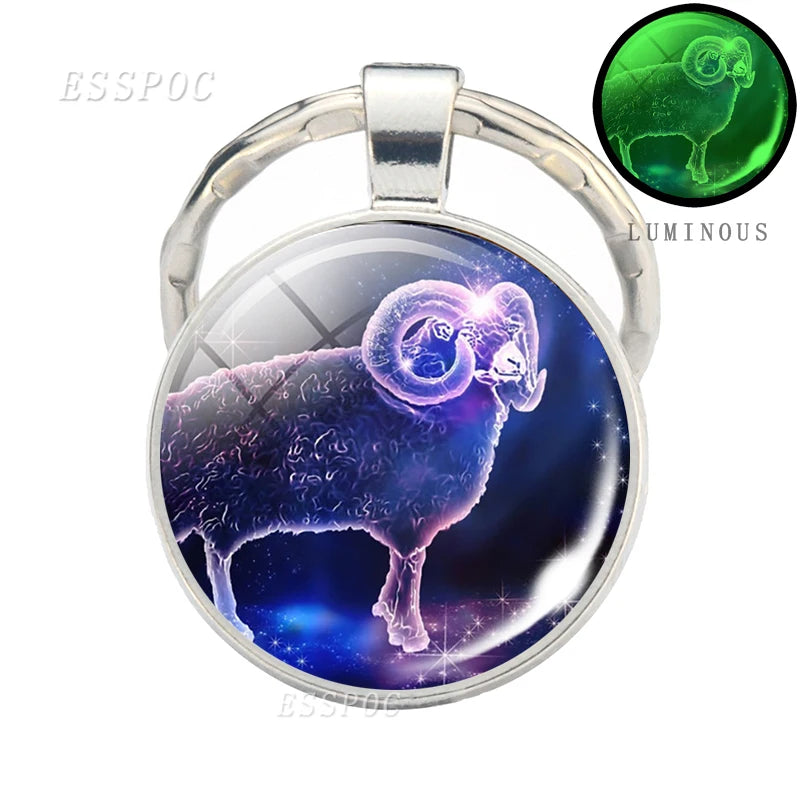 Luminous 12 Zodiac Signs Keychain Constellation Key Chain Leo Libra Virgo Sagittarius Zodiac Jewelry Birthday