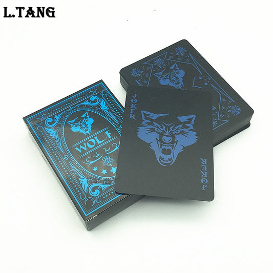 Black Waterproof Plastic PVC Playing Cards Sets Wolf Classic Magic Tricks Poker Creative