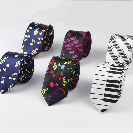 Men's Fashion Neckties Helloween Festival Christmas Tie Soft Designer  Character Necktie Music Score Piano Guitar