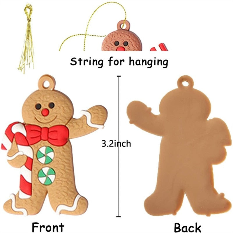 Gingerbread Man Ornaments for Christmas Tree Decorations Tall Gingerman Hanging Charms Christmas Tree Ornament Holiday Decor