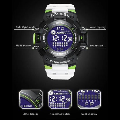 Mens Watch Military Water Resistant SMAEL Sport Watch Army Led Digital Wrist Stopwatches for Male 1802 Relogio Masculino Watches