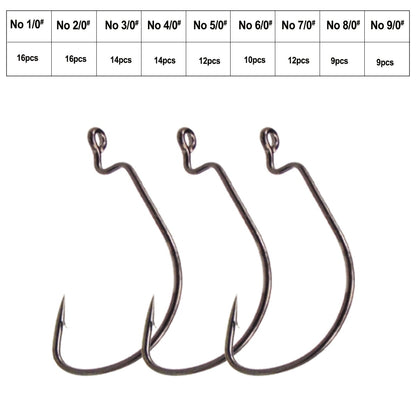 KESFISHING Fishing Hook High Carbon Steel Wide Crank Offset Fishhook for Soft Worm Lure 1/0- 9/0 Bass Barb Wobbler
