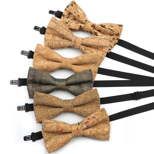 Fashion New Cork Wood Kids Bow Ties Novelty Handmade Fancy Bowtie Adjustable Butterfly Party School Children Accessories