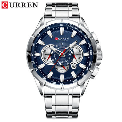 CURREN Luxury Casual Mens Watches Quartz Sports Chronograph Wristwatch Male Stainless Steel Luminous Hands Clock