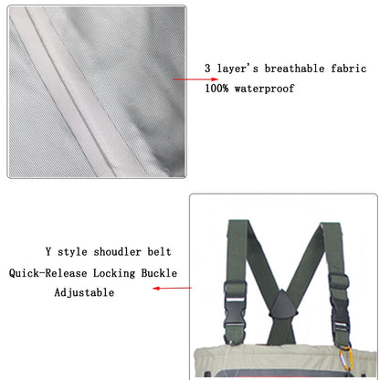 Men's Fishing Chest Waders Breathable Stocking Foot Wader Lightweight Convertible Hunting Wading Pants  Kit for Fly Fishing