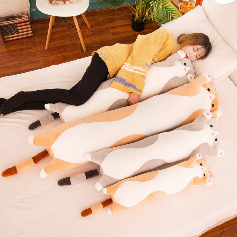 Big Animal Cat Plush Toys Cute Creative Long Soft Toys Office Lunch Break Nap Sleeping Pillow Cushion Stuffed Doll for Kids