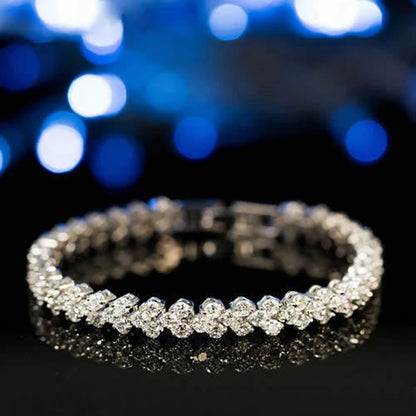Women Silver Color Rose Gold Bracelet for Female Pulseras Crystal Heart Charm Bracelet Women Bridal Wedding Fine Jewelry