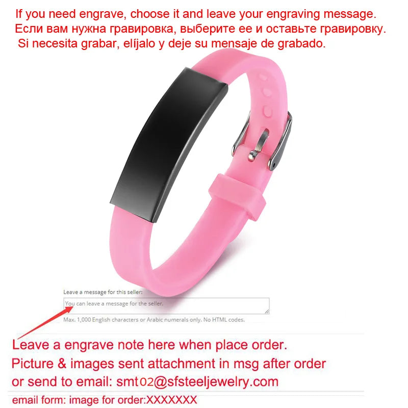 Personalized Rubber Silicone Bracelet ID Kids Baby Bracelet Bangle Adjustable Slide Custom Name for Children Women Men Boy