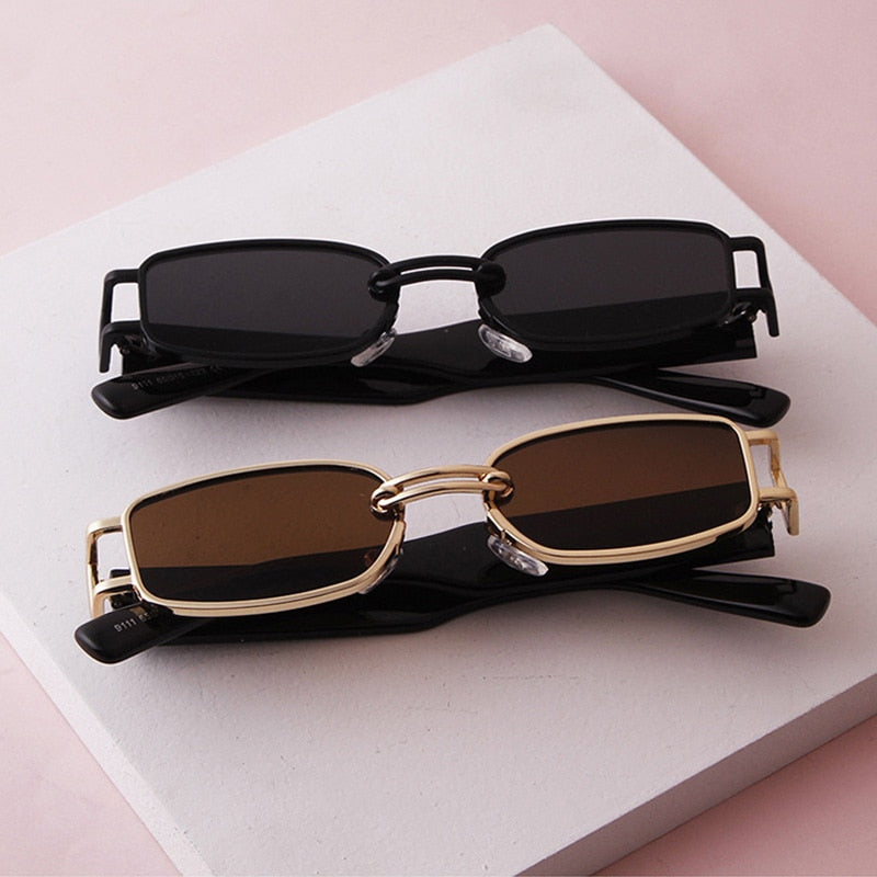 SO&EI Fashion Small Rectangle Women Sunglasses Brand Designer Vintage Square Punk Sun Glasses Men Shades UV400 Clear Eyewear