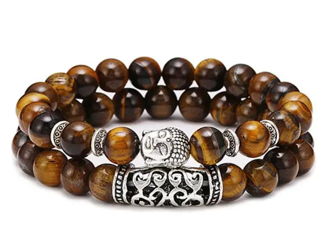 Noter 2pcs/Set Couples Distance Bracelet Men Women Natural Lava Braclet Stone Tiger Eye Brazalete Strand Braslet Pulseira