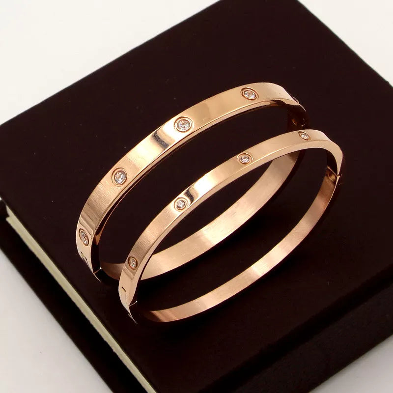 Beautiful Lovers Bracelets Woman Bracelets Stainless Steel Bangles and Bangles Cubic Zirconia Golden Woman Jewelry