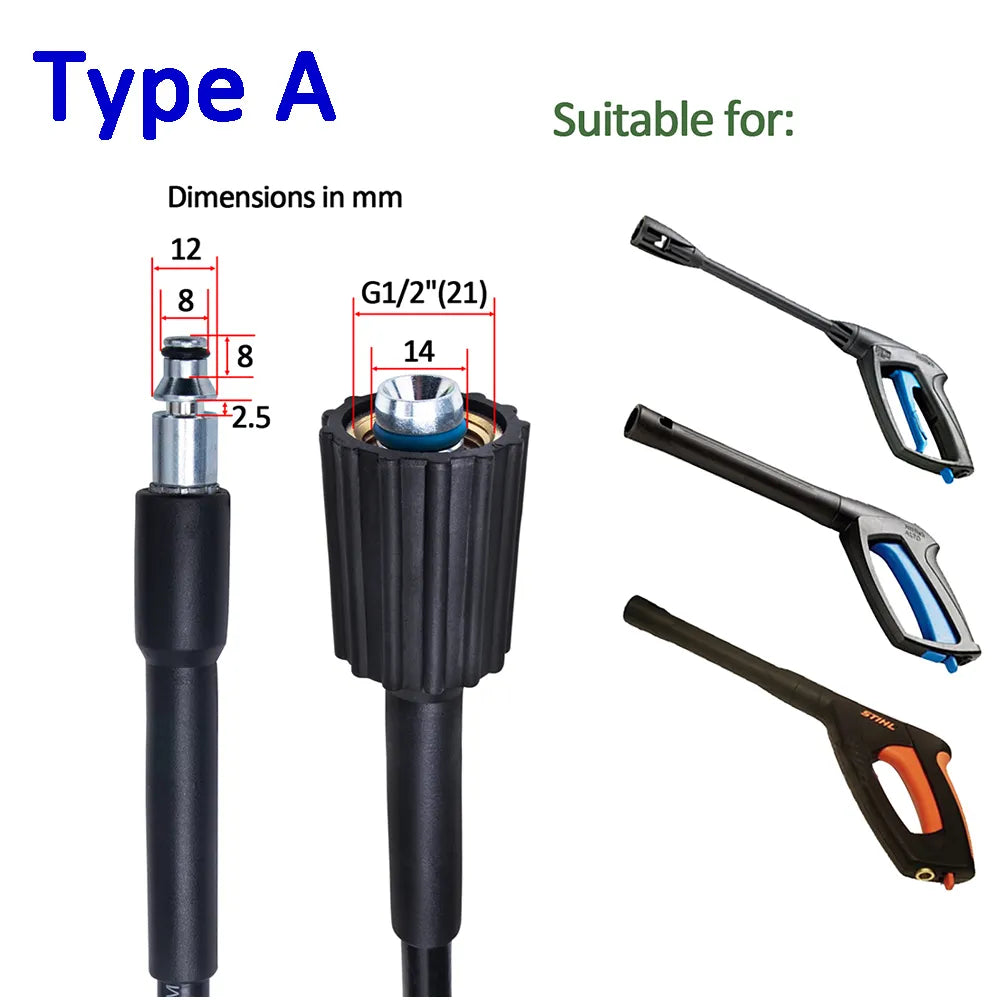 6~10m High Pressure Water Cleaning Hose Pipe Cord Pressure Washer Hose Car Washer Water Hose for Nilfisk STIHL Gerni HUSQVARNA