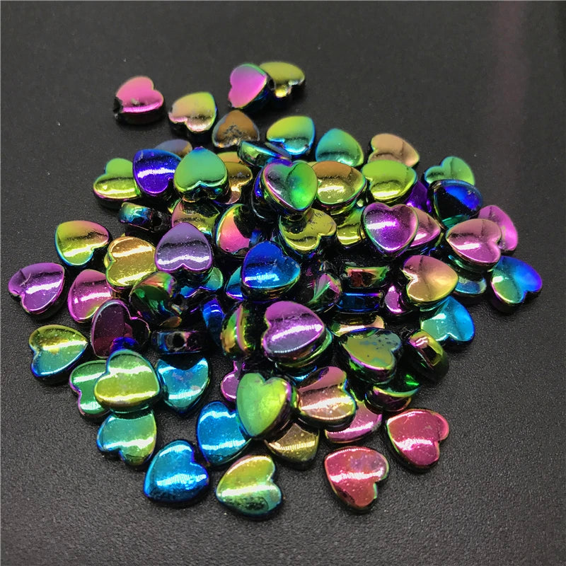100pcs 8mm Acrylic Spacer Beads Heart-Shaped Charm Transparent Rainbow Color Beads for Jewelry Making DIY Jewelry Accessories