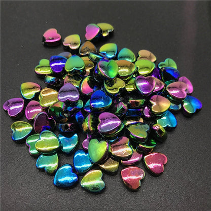 100pcs 8mm Acrylic Spacer Beads Heart-Shaped Charm Transparent Rainbow Color Beads for Jewelry Making DIY Jewelry Accessories