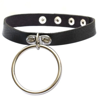 KMVEXO New Fashion Harajuku Handmade Choker Punk Leather Collar Necklace Silver Color Metal O-Round Torques Party Jewelry