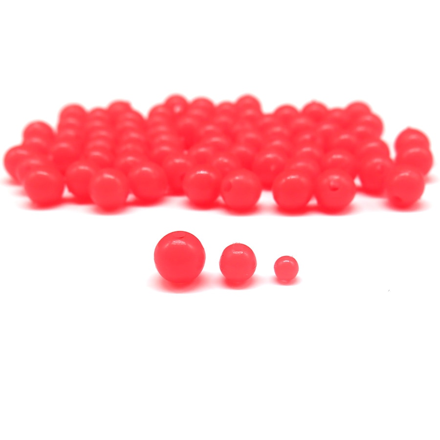Minfishing 200 Pcs Red Soft Glowing Fishing Beads for Night Fishing Round/Oval Stopper Luminous Beads Fishing Accessories