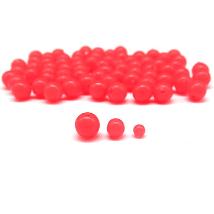 Minfishing 200 Pcs Red Soft Glowing Fishing Beads for Night Fishing Round/Oval Stopper Luminous Beads Fishing Accessories