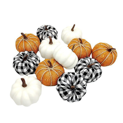 7pcs Artificial Pumpkin Mold White Yellow Halloween Thanksgiving Autumn Harvest Pumpkin Props for Home Halloween Decoration