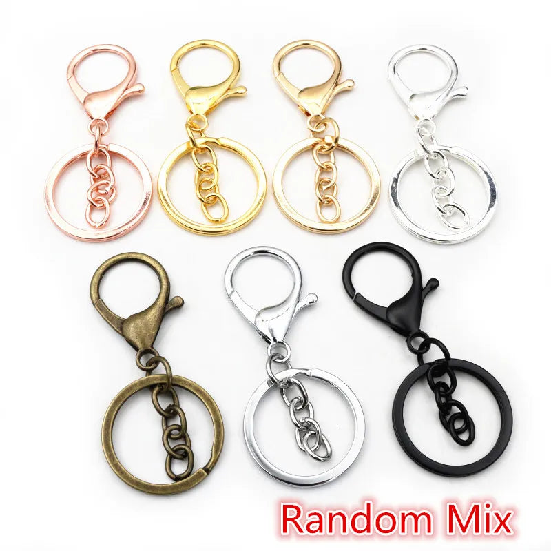 5pcs/Lot 30mm Key Ring Long 70mm Popular Classic 11 Colors Plated Lobster Clasp Key Hook Chain Jewelry Making for Keychain