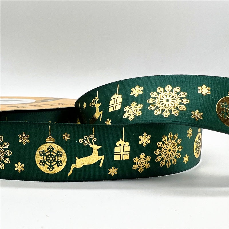 5yards 1inch 25mm Christmas Ribbon Printed Christmas Polyester Ribbon for Handmade Design Christmas Decoration