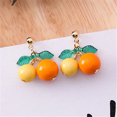 Korean Sweet Youth Girl Student Fruit Cherry Earrings Fresh Simple Cute Women Earrings Ear Clips Banquet Accessories
